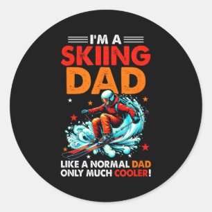 Im A Skiing Dad Definition Much Cooler Funny Fathe Classic Round Sticker