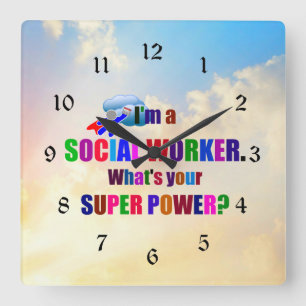 "I'm a Social Worker" superhero Square Wall Clock