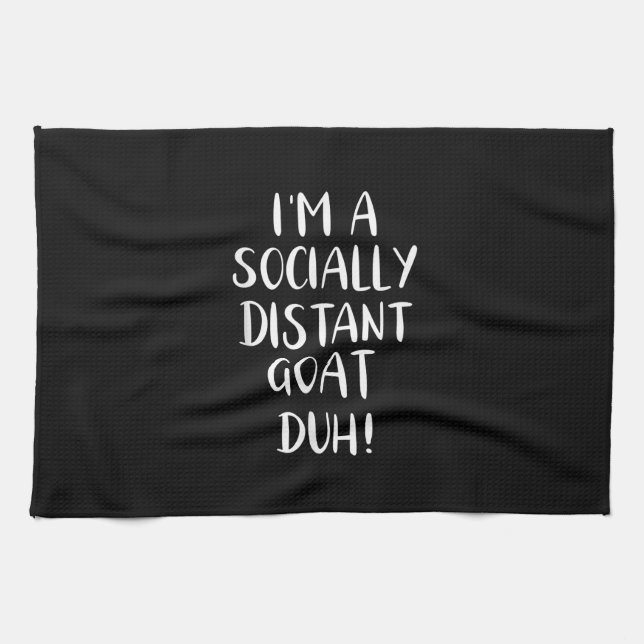 I'm a Socially Distant Goat Funny Halloween Kitchen Towel (Horizontal)
