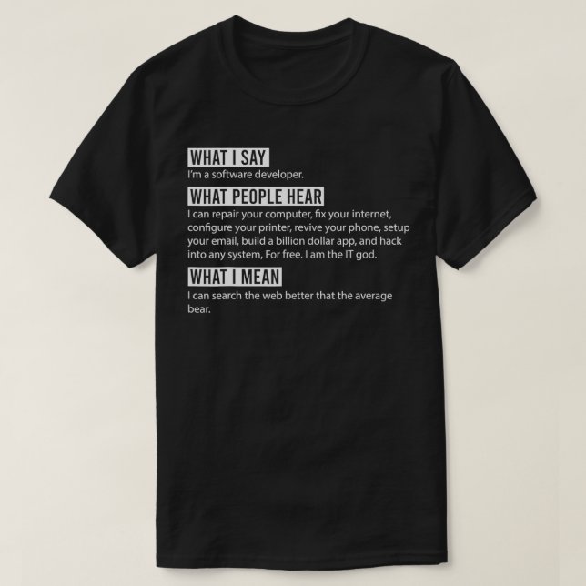 Im a Software Developer Funny Programming Programm T-Shirt (Design Front)