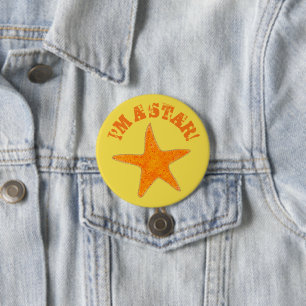 I'm a Star (Fish) Starfish Beach Vacation Orange 3 Inch Round Button