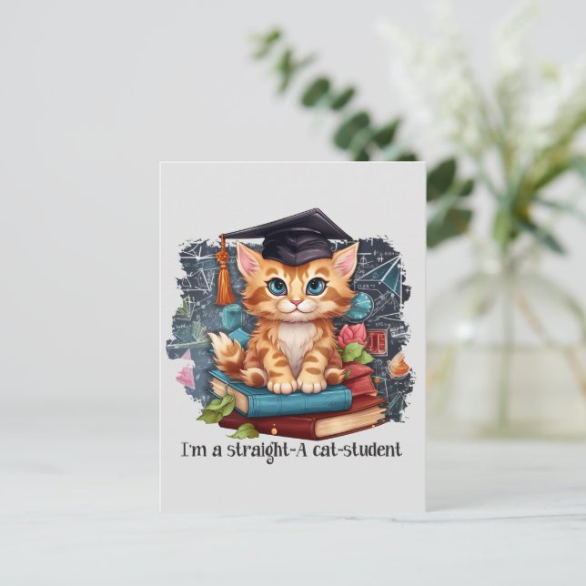 I'm A Straight A Cat Student Postcard (Standing Front)