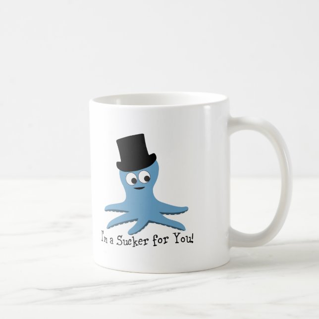 I'm A Sucker for You! Blue Octopus Coffee Mug (Right)
