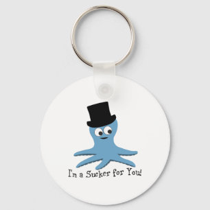 I'm A Sucker for You! Blue Octopus Keychain