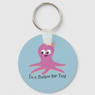 I'm a sucker for you! Pink Octopus Keychain