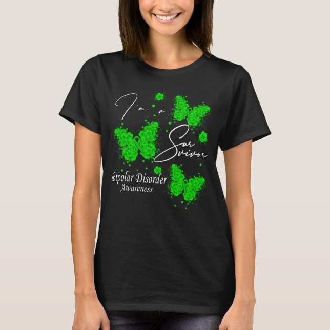 I'm A Survivor Bipolar Disorder Awareness Butterfl T-Shirt (Front)