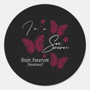 I'm A Survivor Brain Aneurysm Awareness Butterfly Classic Round Sticker
