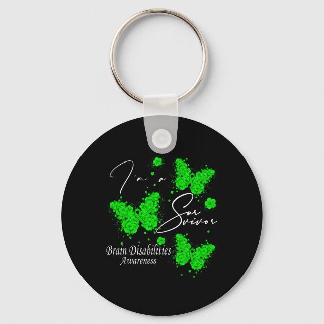 I'm A Survivor Brain Disabilities Awareness Butter Keychain (Front)