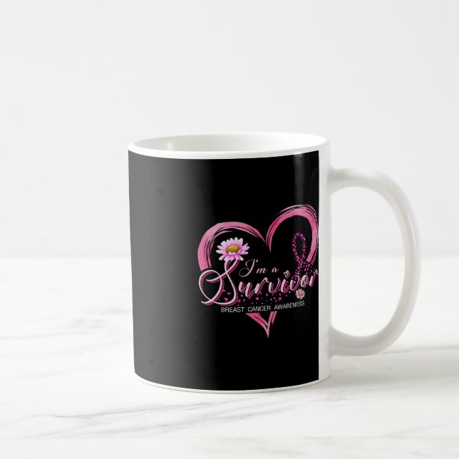I'm A Survivor Breast Cancer Awareness Pink Ribbon Coffee Mug (Right)