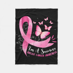 I'm A Survivor Breast Cancer Awareness Pink Ribbon Fleece Blanket