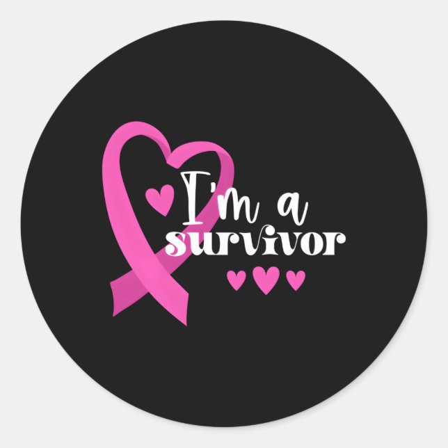 I'M A Survivor Breast Cancer Classic Round Sticker (Front)