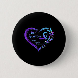 I'm A Survivor Butterfly Heart Suicide Prevention 2 Inch Round Button