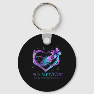 I'm A Survivor Butterfly Heart Suicide Prevention Keychain