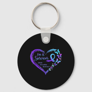 I'm A Survivor Butterfly Heart Suicide Prevention Keychain