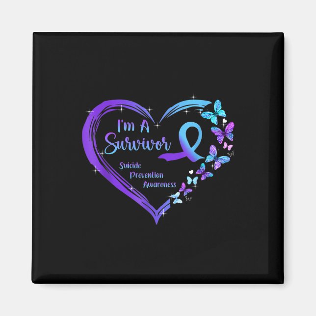 I'm A Survivor Butterfly Heart Suicide Prevention  Magnet (Front)