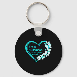 Im A Survivor Butterfly Ovarian Cancer Awareness W Keychain