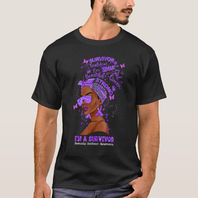 I'm A Survivor Domestic Violence Awareness Black W T-Shirt (Front)