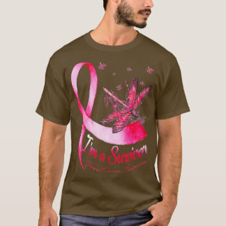 I'm A Survivor Dragonfly Breast Cancer Awareness  T-Shirt