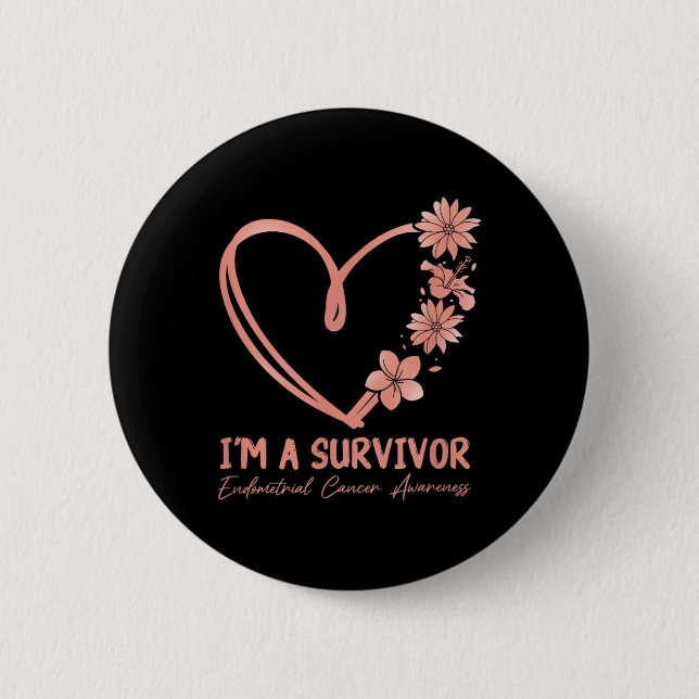 Im A Survivor. Endometrial Cancer Awareness  2 Inch Round Button (Front)