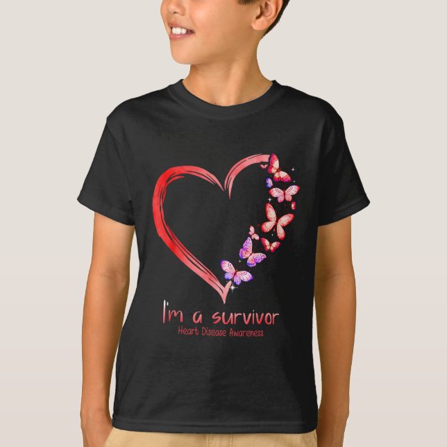 Im A Survivor Heart Disease Awareness Month Red Ri T-Shirt (Front)