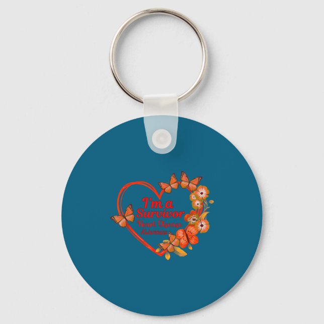 I'm A Survivor Heart Disease Awareness Red Butterf Keychain (Front)