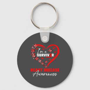 I'm A Survivor Heart Disease Awareness Red Butterf Keychain