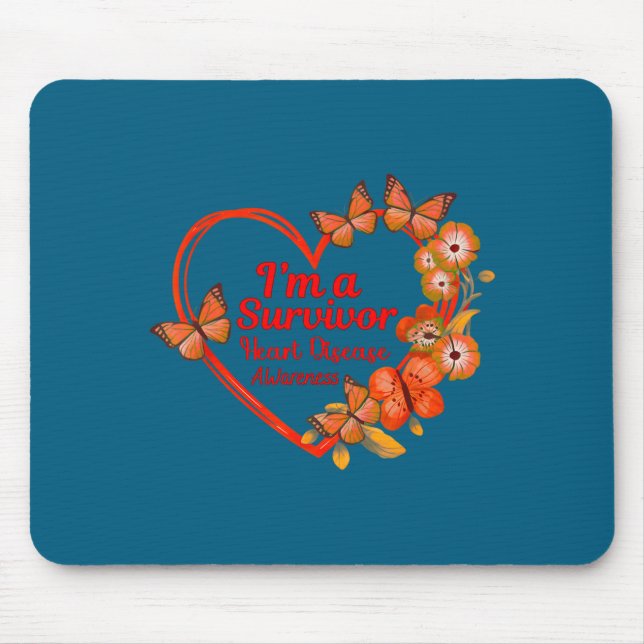 I'm A Survivor Heart Disease Awareness Red Butterf Mouse Pad (Front)