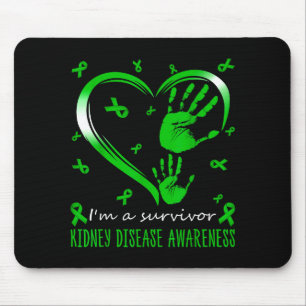Im A Survivor Heart Green Ribbon With Hands Kidney Mouse Pad