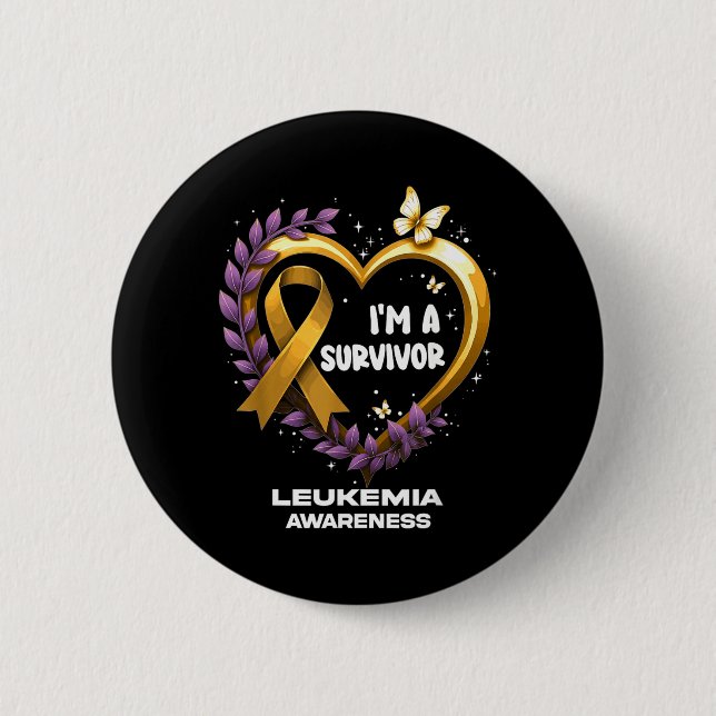 Im A Survivor Leukaemia Awareness 2 Inch Round Button (Front)