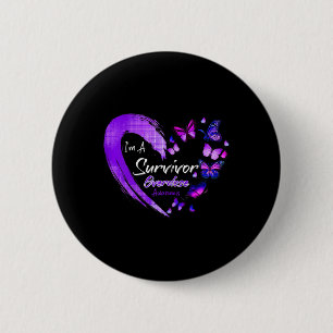I'm A Survivor Overdose Awareness Purple Butterfly 2 Inch Round Button