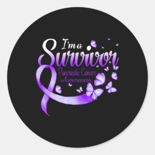 I'm A Survivor Pancreatic Cancer Awareness Butterf Classic Round Sticker