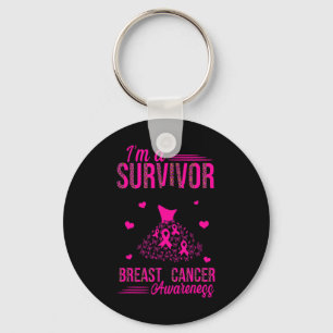 I'm A Survivor Pink Ribbon Women Breast Cancer Awa Keychain