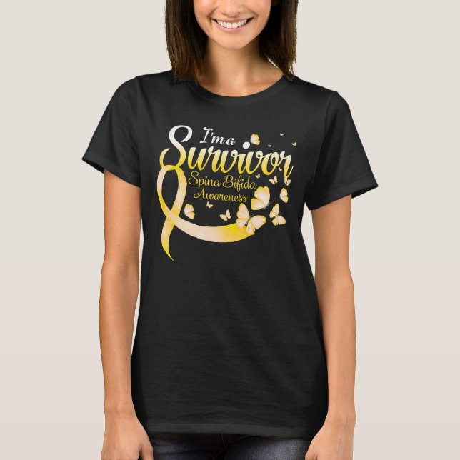 I'm A Survivor Spina Bifida Awareness Butterfly Ri T-Shirt (Front)