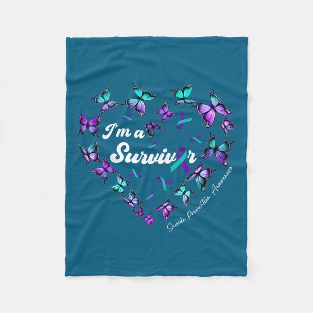 I'm A Survivor Suicide Prevention Awareness Butter Fleece Blanket (Front)