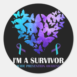 Im A Survivor Suicide Prevention Awareness Butterf Classic Round Sticker