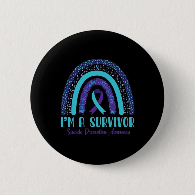 I'm A Survivor Suicide Prevention Awareness Leopar 2 Inch Round Button (Front)