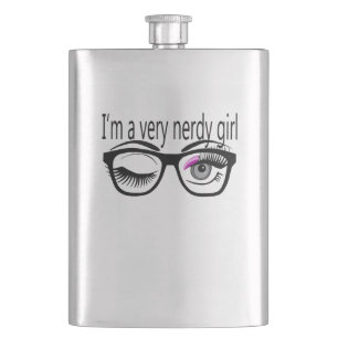 I'm a Very Nerdy Girl with Pink Eye Shadow Hip Flask