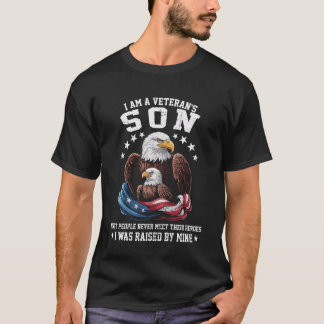 I'm A Veteran Son I was Raised by My Hero Flag US  T-Shirt