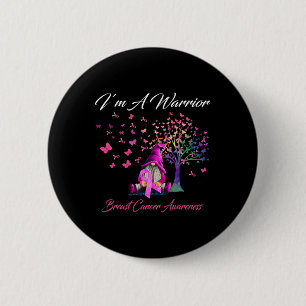 I'm A Warrior Breast Cancer Awareness Gnomes Pink  2 Inch Round Button
