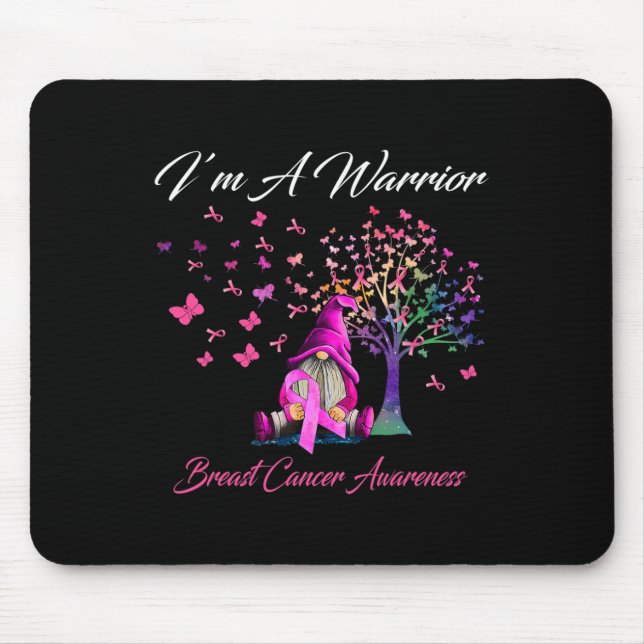 I'm A Warrior Breast Cancer Awareness Gnomes Pink  Mouse Pad (Front)