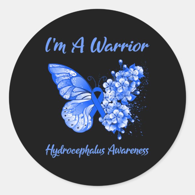 I'm A Warrior Hydrocephalus Awareness  Classic Round Sticker (Front)