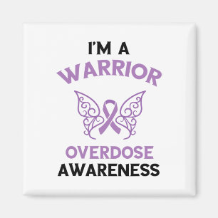I'm A Warrior Overdose Awareness Month Purple Ribb Magnet
