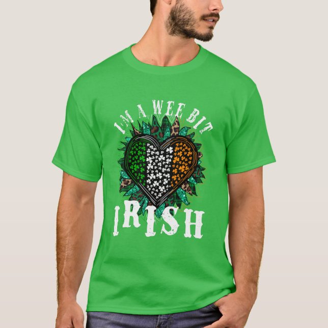 I'm a Wee Bit Irish, Funny Saint Patricks Leopard T-Shirt (Front)