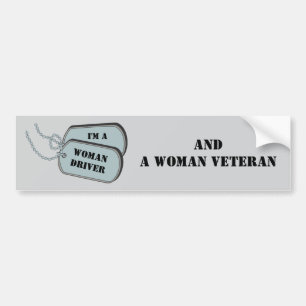 I'm a Woman Driver and Woman Veteran Grey Bumper Sticker