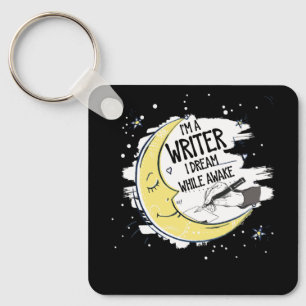 I'm A Writer I Dream While Awake Moon Half Author Keychain