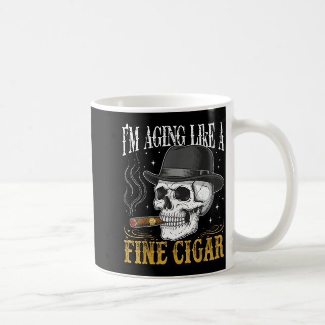 I'm Aging Like A Fine Cigar Funny Skull Dad Retro  Coffee Mug (Right)