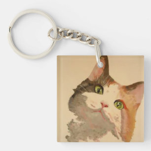 I'm All Ears: Calico Cat Portrait Keychain