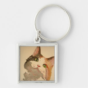 I'm All Ears: Calico Cat Portrait Keychain