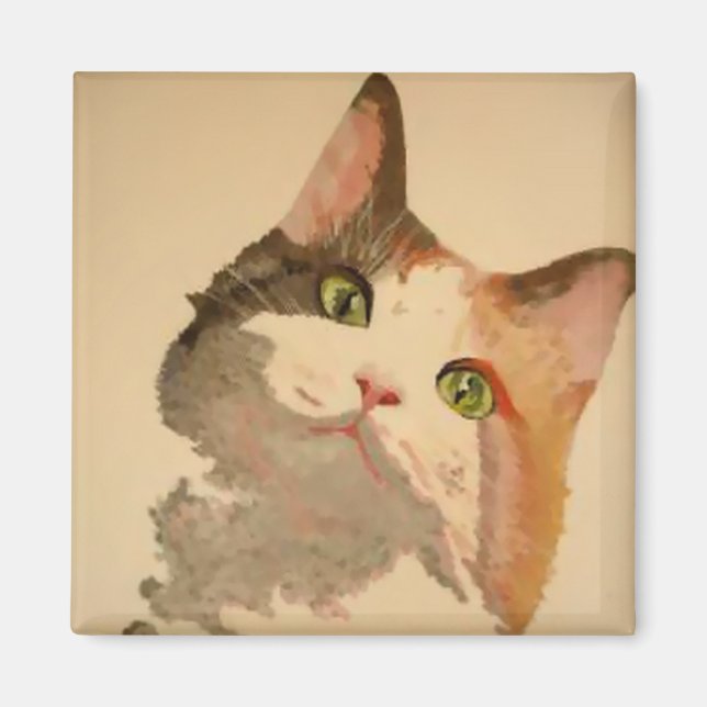 I'm All Ears: Calico Cat Portrait Magnet (Front)