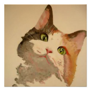 I'm All Ears: Calico Cat Portrait Poster